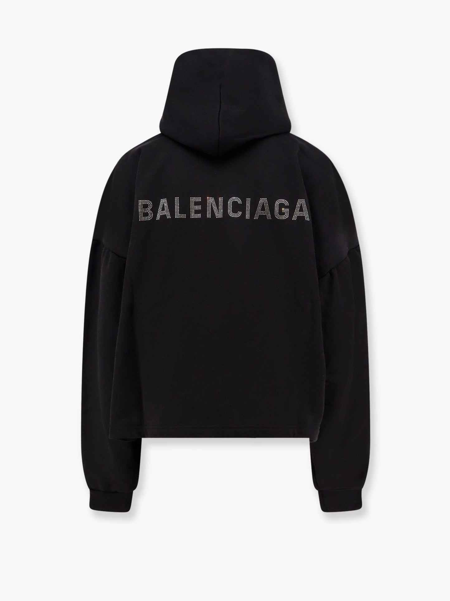 Balenciaga Cropped Cotton Sweatshirt With Rhinestones Logo