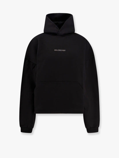 Balenciaga Cropped Cotton Sweatshirt With Rhinestones Logo