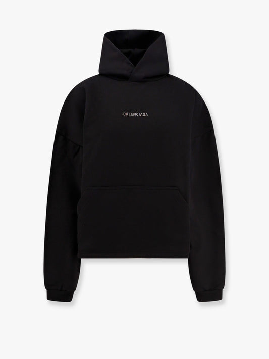 Balenciaga Cropped Cotton Sweatshirt With Rhinestones Logo