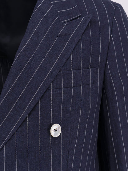 Boss Double Breasted Pinstriped Linen Suit