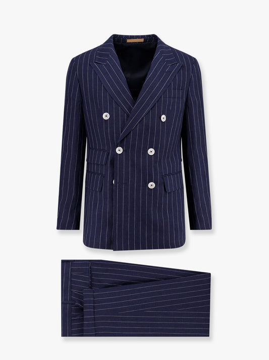 Boss Double Breasted Pinstriped Linen Suit