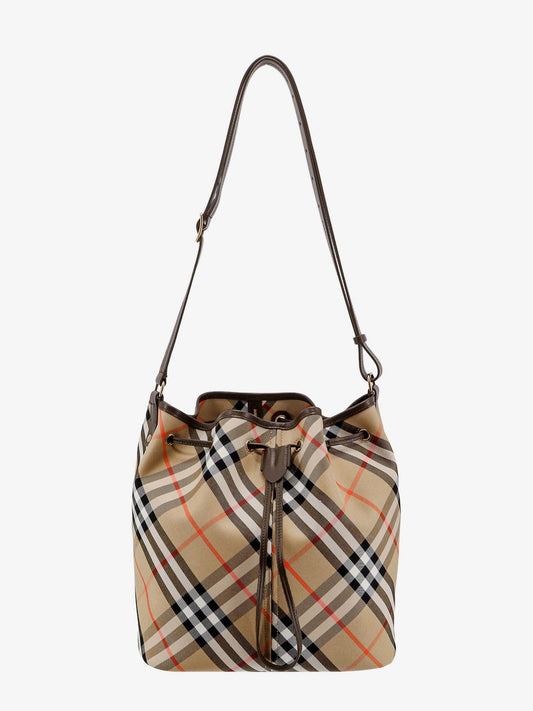 Burberry Canvas Bucket Bag With Check Motif