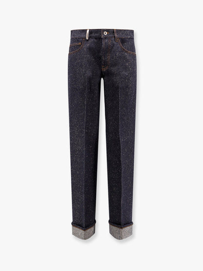 Burberry Cotton Blend Trouser With Metal Belt Loop