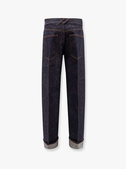 Burberry Cotton Blend Trouser With Metal Belt Loop