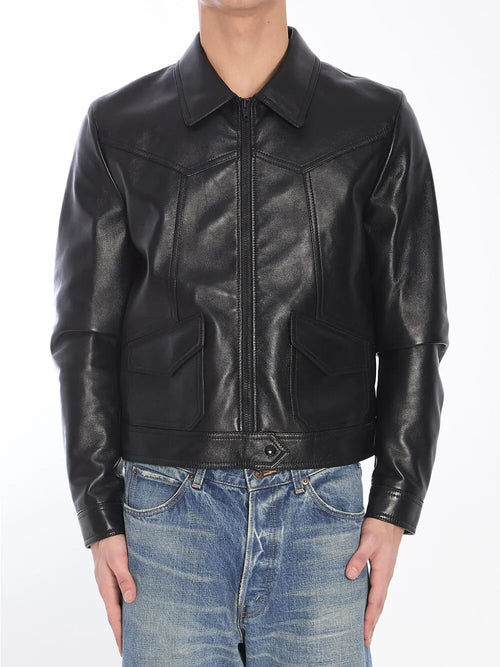 Celine Loose Fit leather jacket - Black