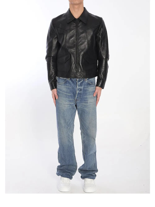 Celine Loose Fit leather jacket - Black