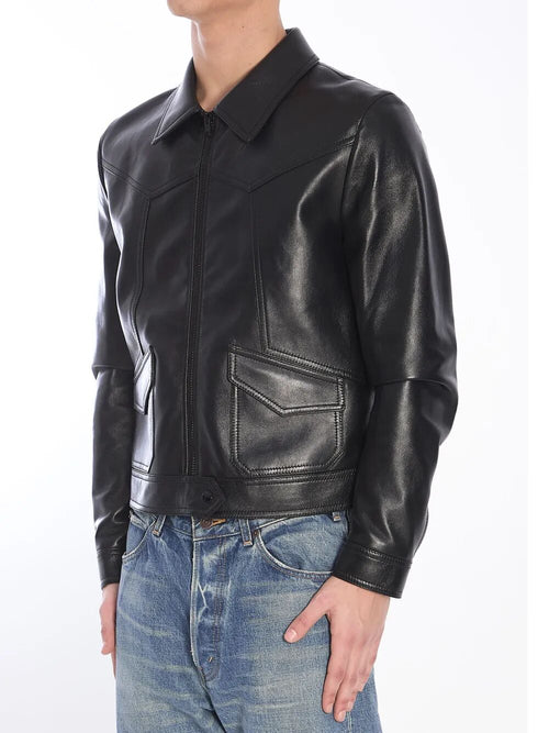 Celine Loose Fit leather jacket - Black