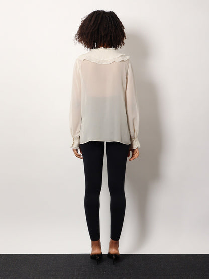 Chloe' Silk Shirt With Lace Profiles