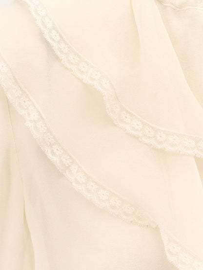 Chloe' Silk Shirt With Lace Profiles