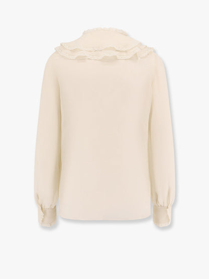 Chloe' Silk Shirt With Lace Profiles
