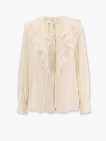 Chloe' Silk Shirt With Lace Profiles