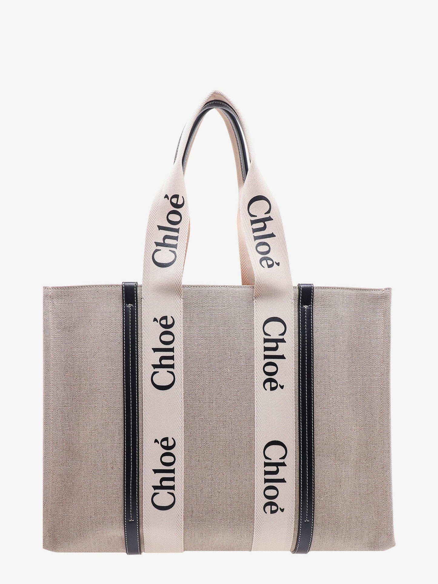 Chloe' Linen Shoulder Bag With Logo Print. This Bag Is Made With Lower Environmental Impact Material