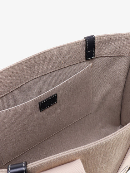 Chloe' Linen Shoulder Bag With Logo Print. This Bag Is Made With Lower Environmental Impact Material