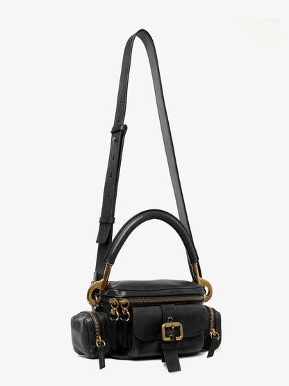 Chloe' Small Double Carry Leather Bag With Multipocket Detail