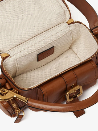 Chloe' Small Double Carry Leather Bag With Multipocket Detail