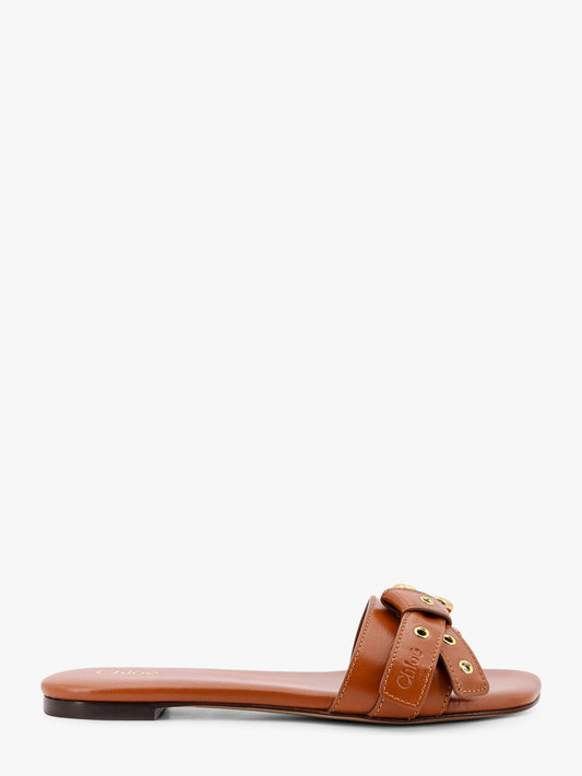 Chloe' Leather Sandals With Engraved Logo