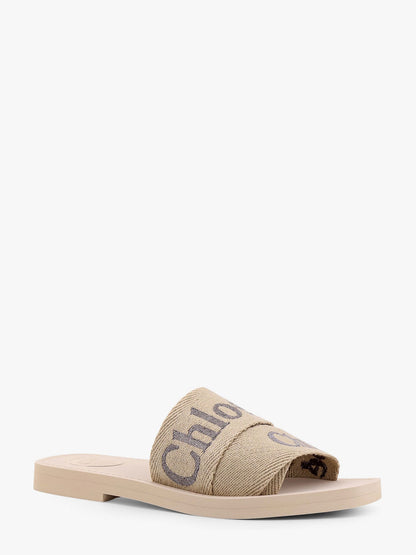 Chloe' Woody Linen Sandals With Chloé Embroidery