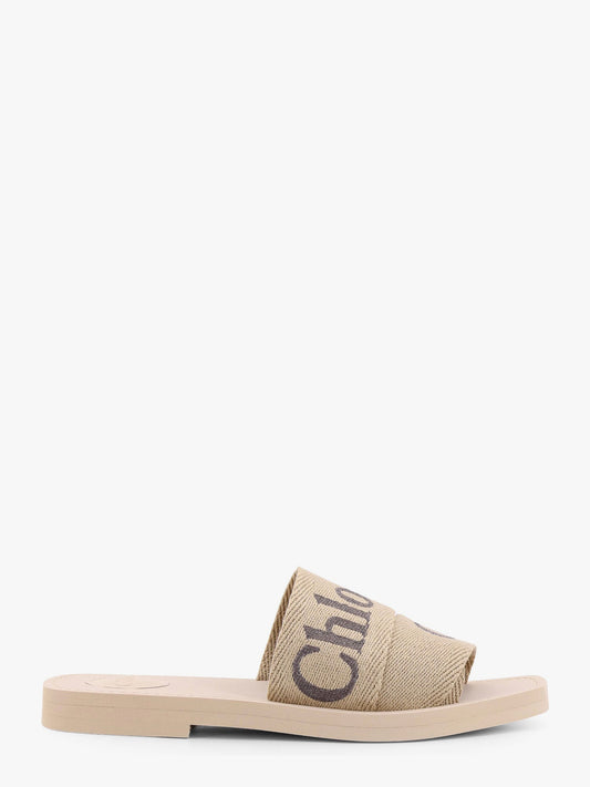 Chloe' Woody Linen Sandals With Chloé Embroidery