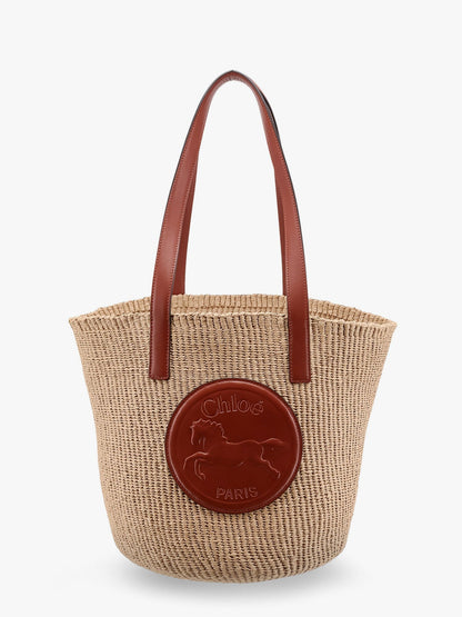 Chloe' Horse Medal Rafia Shoulder Bag