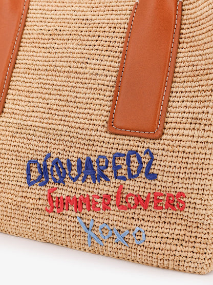 Dsquared2 Dsquared2 Summer Lovers Natural Rafia And Leather Handbag