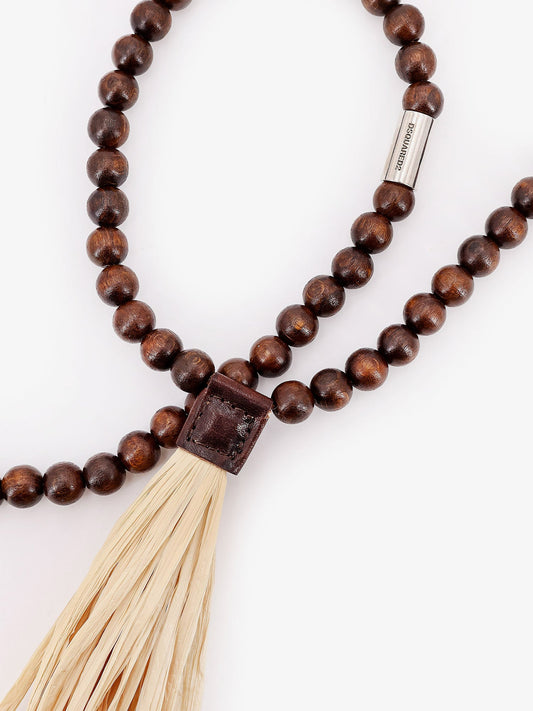 Dsquared2 Dsquared2 Summer Lovers Necklace With Wood Beads And Rafia Tassel