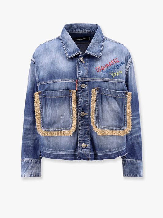 Dsquared2 Dsquared2 Summer Lovers Denim Jacket With Rafia Profiles