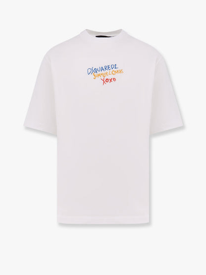 Dsquared2 Dsquared2 Summer Lovers Cotton T Shirt With Multicolor Embroidery