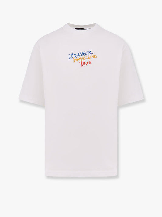 Dsquared2 Dsquared2 Summer Lovers Cotton T Shirt With Multicolor Embroidery