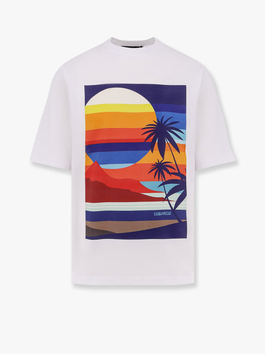 Dsquared2 Dsquared2 Summer Lovers Cotton T Shirt With Multicolor Print
