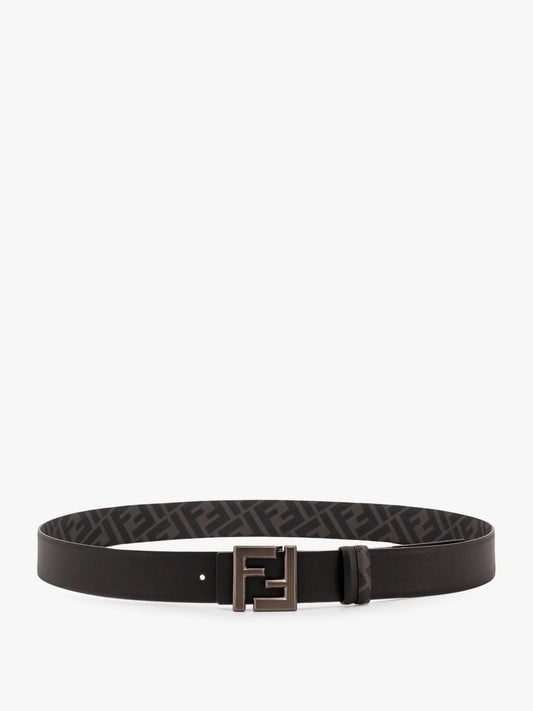 Fendi Reversible Leather And Ff Fabric Belt