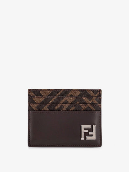 Fendi Ff Fabric And Leather Card Holder