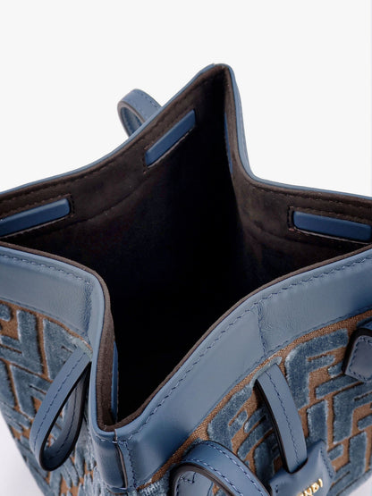 Fendi Convertible Bucket Bag In Velvet With All Over Ff Logo