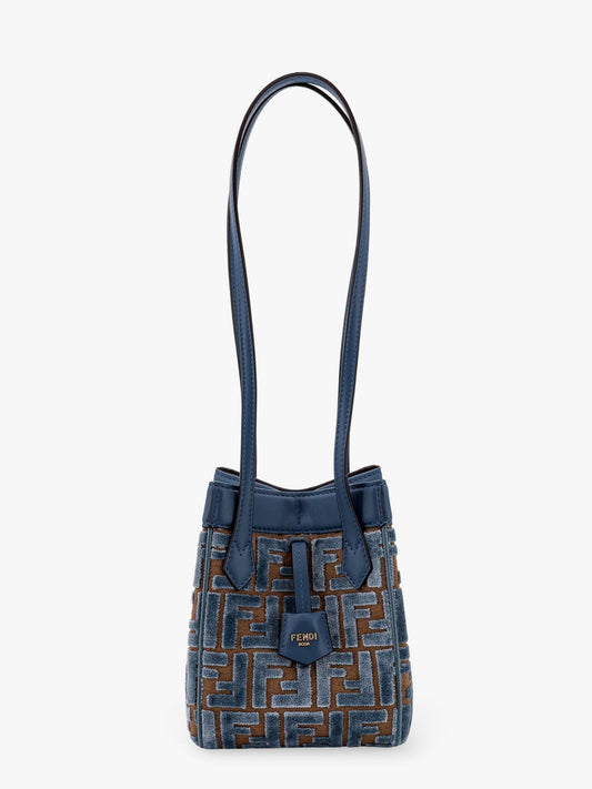 Fendi Convertible Bucket Bag In Velvet With All Over Ff Logo