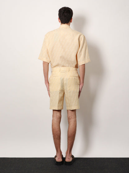 Fendi Jacquard Linen And Cotton Bermuda Shorts With All Over Ff Motif