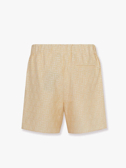 Fendi Jacquard Linen And Cotton Bermuda Shorts With All Over Ff Motif