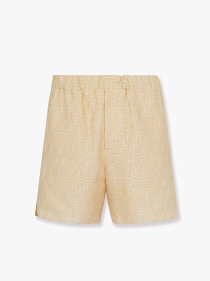 Fendi Jacquard Linen And Cotton Bermuda Shorts With All Over Ff Motif