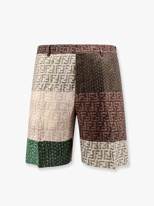 Fendi Linen Bermuda Shorts With All Over Ff Print