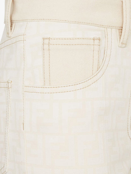 Fendi Ff Off White Denim Trouser