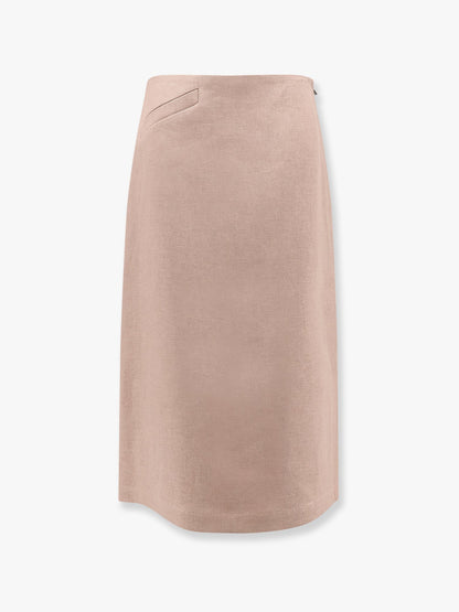 Fendi Linen Skirt With Side Zip And Slit