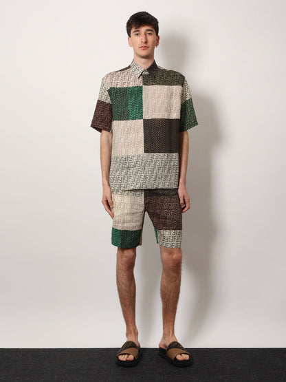 Fendi Linen Shirt With All Over Ff Print