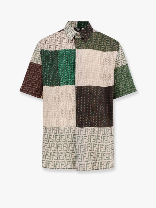 Fendi Linen Shirt With All Over Ff Print