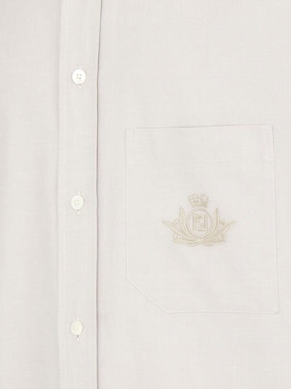 Fendi Oxford Shirt With Fendi Crest Embroidery