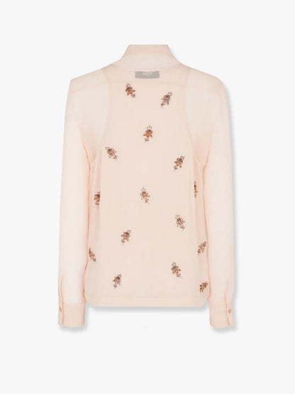 Fendi Georgette Top With Rhinestones And Sequins Embroidery