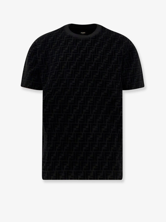 Fendi Cotton Piquet T Shirt With Flocked Ff Motif