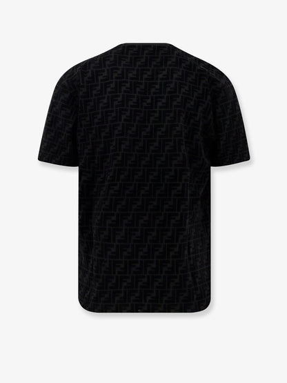 Fendi Cotton Piquet T Shirt With Flocked Ff Motif