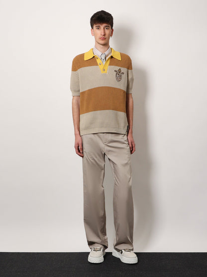 Fendi Striped Cotton Polo Shirt With Fendi Club Coat Of Arms