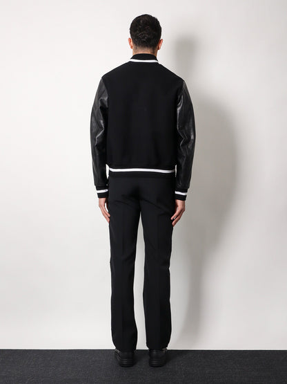 Givenchy Varsity Wool Blend Bomber With Leather Sleeves