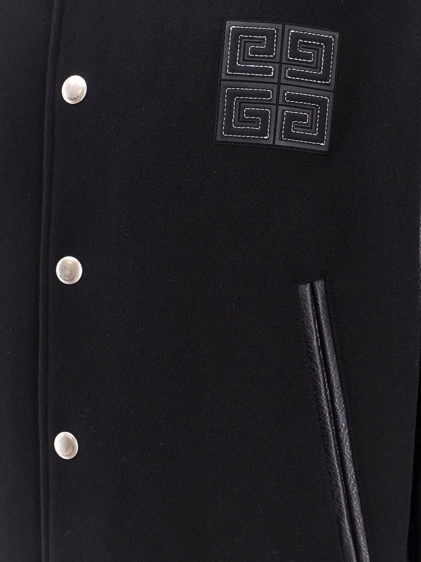 Givenchy Varsity Wool Blend Bomber With Leather Sleeves