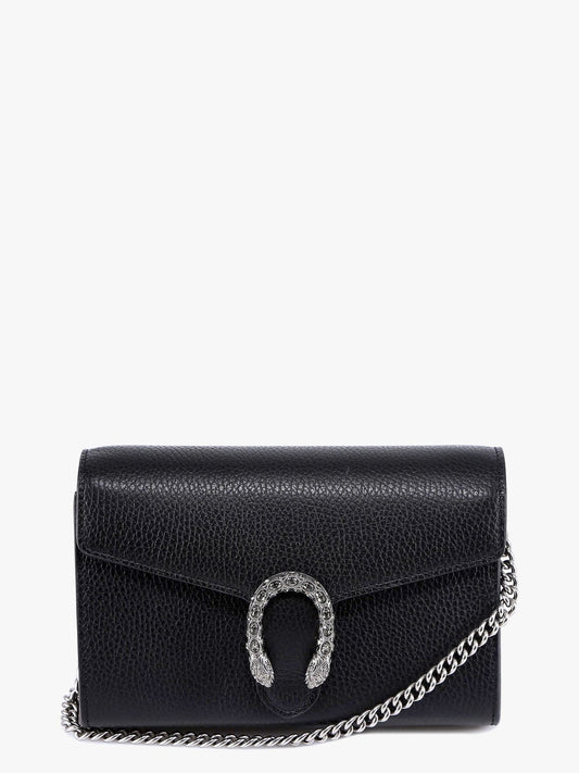 Gucci Leather Shoulder Bag With Iconic Tiger Heads Buckle