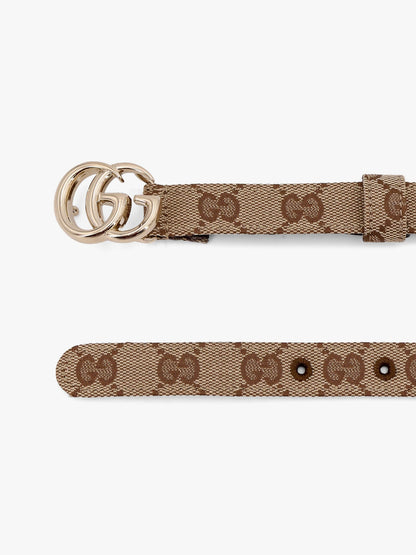 Gucci Gg Supreme Fabric And Leather Belt